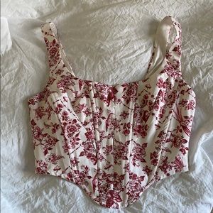 COPY - Red floral crepe corset top